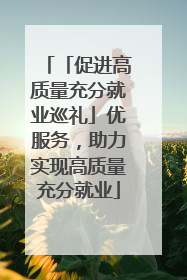「促进高质量充分就业巡礼」优服务，助力实现高质量充分就业