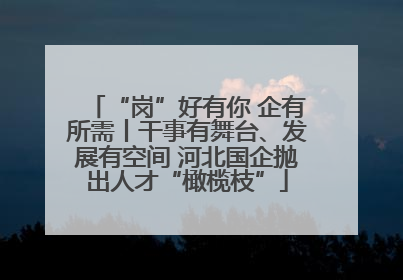 “岗”好有你 企有所需丨干事有舞台、发展有空间 河北国企抛出人才“橄榄枝”