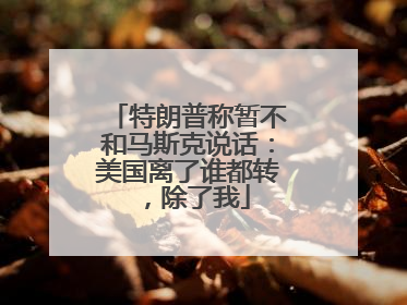 特朗普称暂不和马斯克说话：美国离了谁都转，除了我