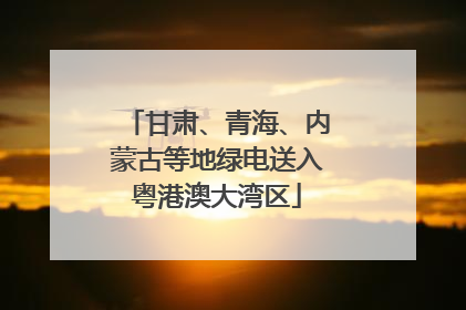 甘肃、青海、内蒙古等地绿电送入粤港澳大湾区