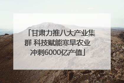 甘肃力推八大产业集群 科技赋能寒旱农业冲刺6000亿产值