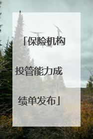 保险机构投管能力成绩单发布
