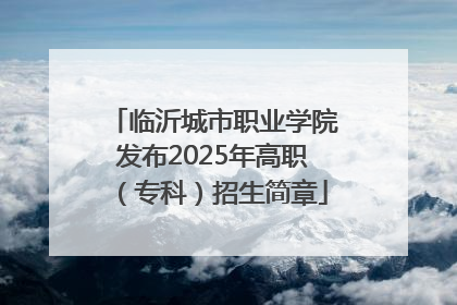 临沂城市职业学院发布2025年高职（专科）招生简章