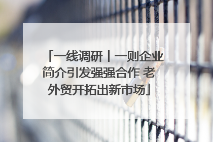 一线调研丨一则企业简介引发强强合作 老外贸开拓出新市场