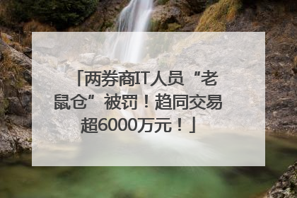 两券商IT人员“老鼠仓”被罚！趋同交易超6000万元！