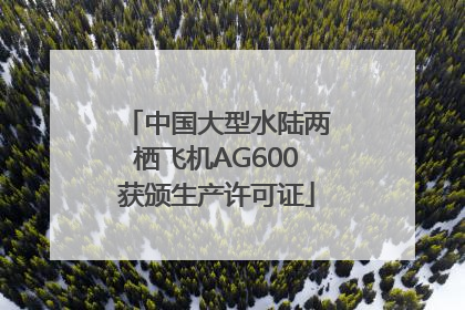 中国大型水陆两栖飞机AG600获颁生产许可证