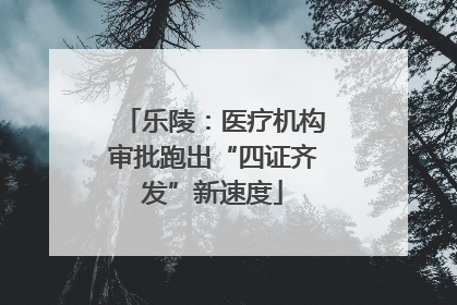 乐陵：医疗机构审批跑出“四证齐发”新速度