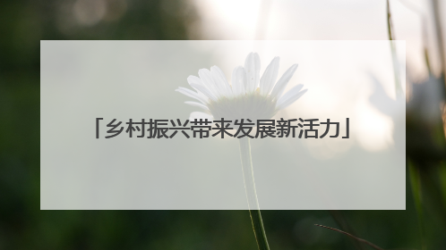 乡村振兴带来发展新活力