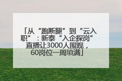 从“跑断腿”到“云入职”：新泰“入企探岗”直播让3000人围观，60岗位一周填满