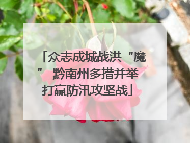 众志成城战洪“魔” 黔南州多措并举打赢防汛攻坚战