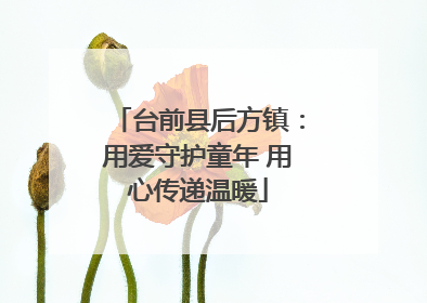 台前县后方镇：用爱守护童年 用心传递温暖