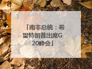 南非总统：希望特朗普出席G20峰会