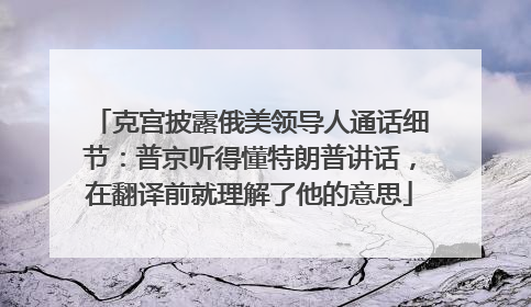 克宫披露俄美领导人通话细节：普京听得懂特朗普讲话，在翻译前就理解了他的意思
