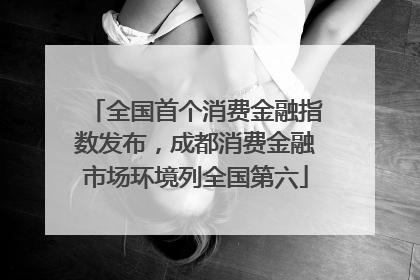 全国首个消费金融指数发布，成都消费金融市场环境列全国第六