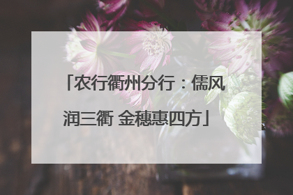 农行衢州分行：儒风润三衢 金穗惠四方