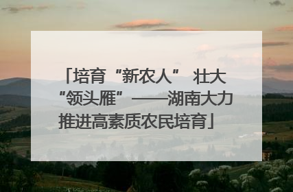 培育“新农人” 壮大“领头雁”——湖南大力推进高素质农民培育