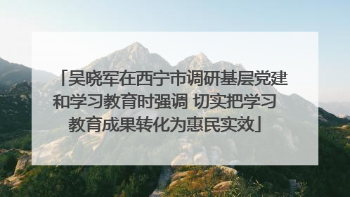 吴晓军在西宁市调研基层党建和学习教育时强调 切实把学习教育成果转化为惠民实效