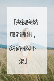 央视突然取消播出，多家品牌下架
