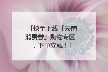 快手上线「云南消费券」购物专区，下单立减！