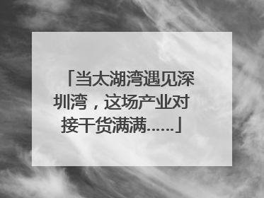当太湖湾遇见深圳湾，这场产业对接干货满满……