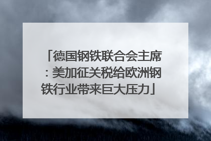德国钢铁联合会主席：美加征关税给欧洲钢铁行业带来巨大压力