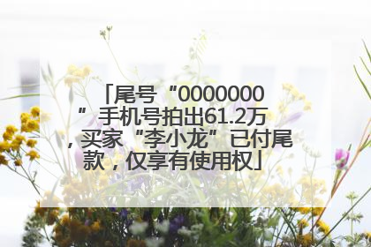 尾号“0000000”手机号拍出61.2万，买家“李小龙”已付尾款，仅享有使用权