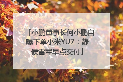 小鹏董事长何小鹏自曝下单小米YU7：静候雷军早点交付