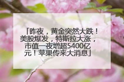 昨夜，黄金突然大跌！美股爆发，特斯拉大涨，市值一夜增超5400亿元！苹果传来大消息