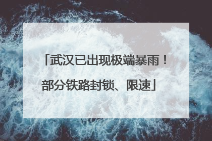 武汉已出现极端暴雨！部分铁路封锁、限速