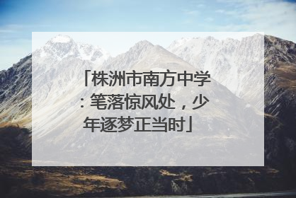 株洲市南方中学：笔落惊风处，少年逐梦正当时