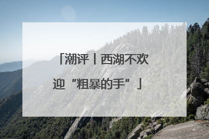 潮评丨西湖不欢迎“粗暴的手”