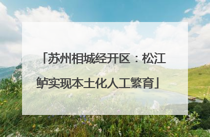 苏州相城经开区：松江鲈实现本土化人工繁育
