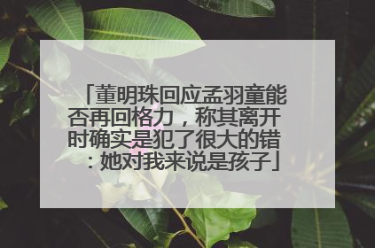 董明珠回应孟羽童能否再回格力，称其离开时确实是犯了很大的错：她对我来说是孩子