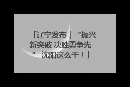 辽宁发布｜“振兴新突破 决胜勇争先” 沈阳这么干！