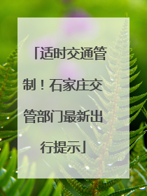 适时交通管制！石家庄交管部门最新出行提示