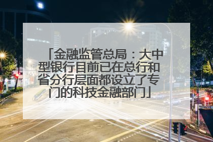 金融监管总局：大中型银行目前已在总行和省分行层面都设立了专门的科技金融部门