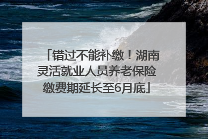 错过不能补缴！湖南灵活就业人员养老保险缴费期延长至6月底