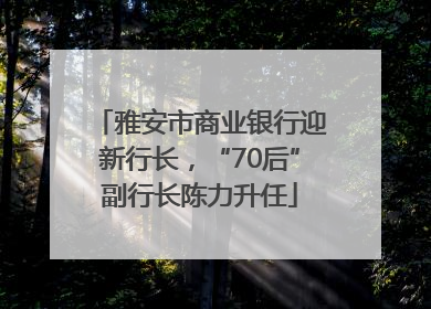 雅安市商业银行迎新行长，“70后”副行长陈力升任