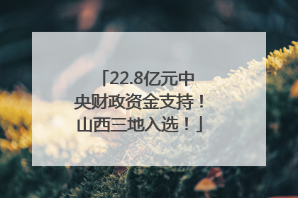 22.8亿元中央财政资金支持！山西三地入选！
